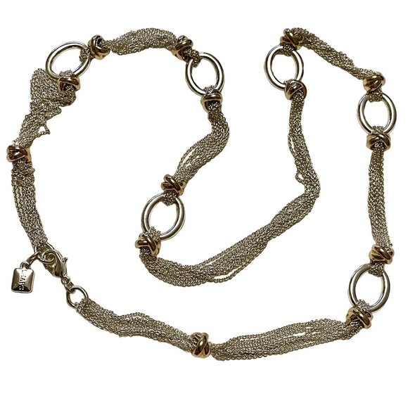 4 for $20 SALE- Chaps Ralph Lauren Gold Hoops & Silver Multi-Chain Necklace - Picture 2 of 6